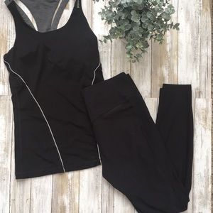 Nike Dri Fit workout pants and Reebok top